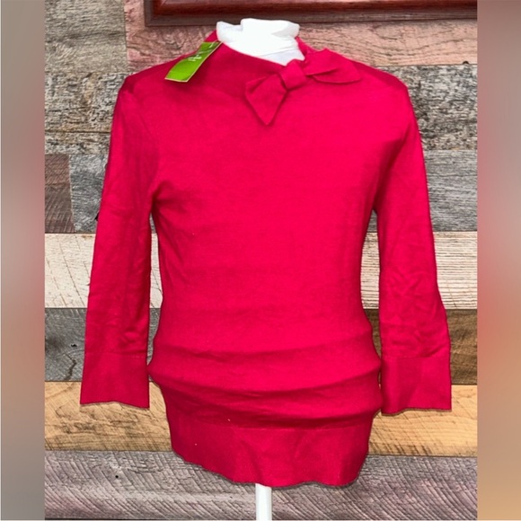 NWT-Kate Spade New York Abree Bow Sweater Tango Red- women’s XS - Picture 2 of 8